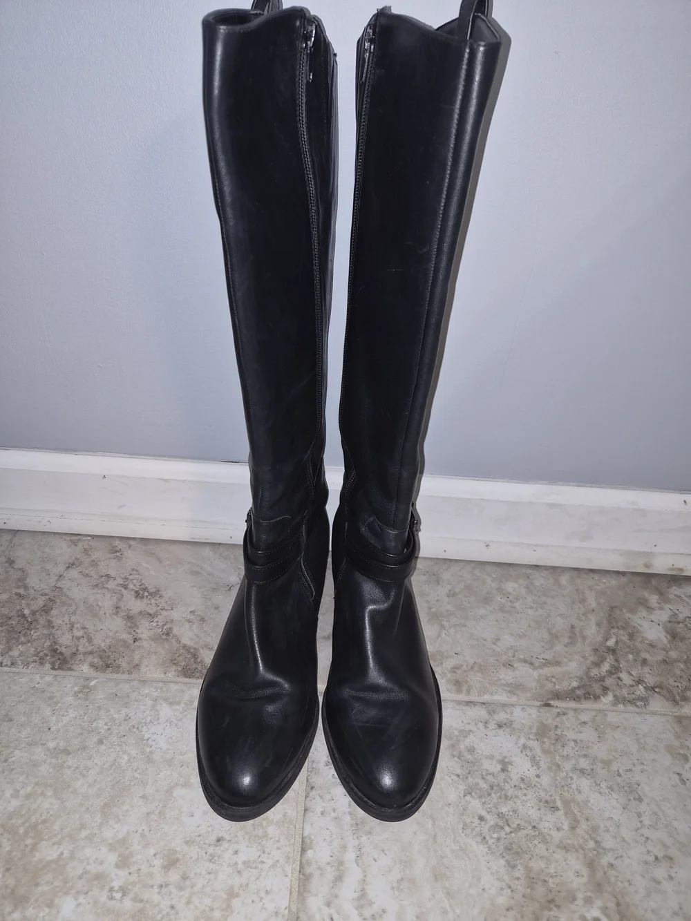 Alex Marie Classic Black Leather Knee-High Boots - Women's